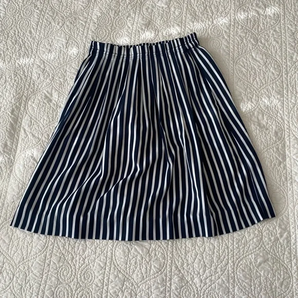 Women’s J Crew Striped Pleated Midi Skirt - Sz 0 - Picture 11 of 11